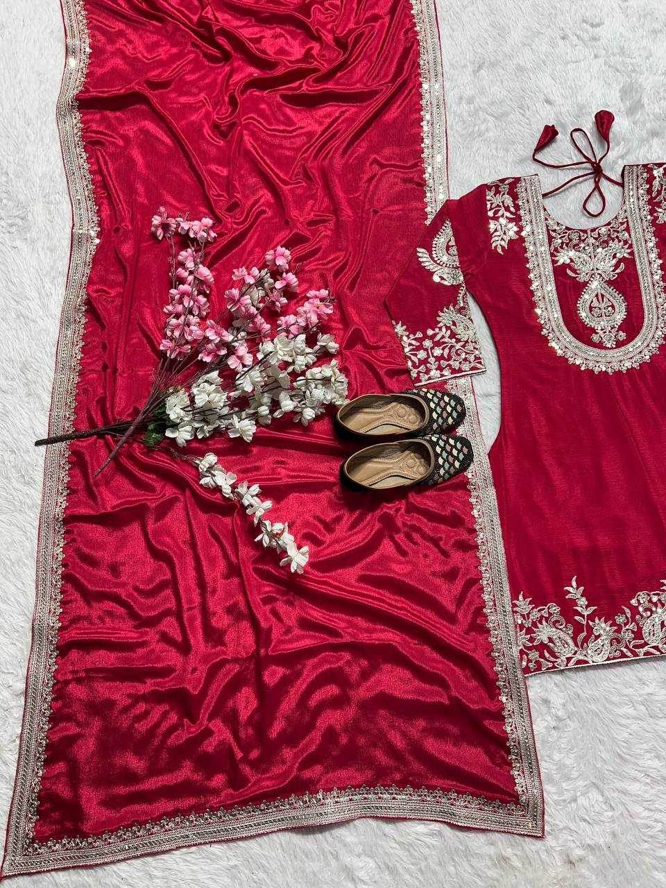 Chinon Silk Ladies Embroidery Designer Suit - MYLUXURY LANE ENTERPRISE